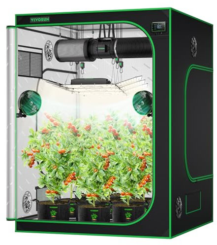 VIVOSUN S558 Tente de Culture, 150x150x200cm Tente D'élevage de Plantes Mylar Hautement Réfléchissant avec Fenêtre Observation et Plateau de Sol pour Plante Hydroponique Intérieur pour VSF6450