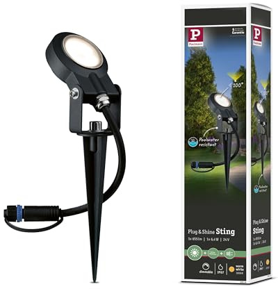 Paulmann 93934 Plug & Shine Floor Spotlight Sting IP67 3000 K 6W 24 V Strålningsvinkel 100° 93934 LED Utomhusbelysning Markspjut Trädgårdsbelysning