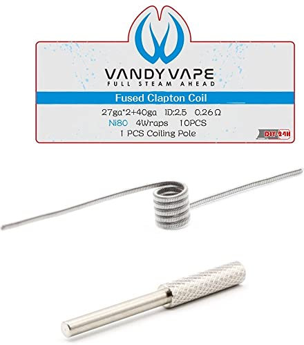 Ni80 0,26 Ohm Fused Clapton Coils 27ga*2+40ga Nichrome Draht VandyVape Vandy Vape 4 Wraps - 10 Stück