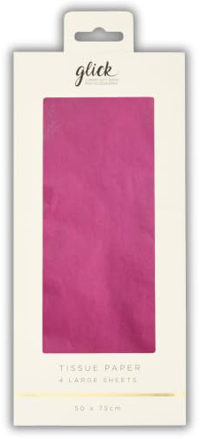 Glick Plain Luxury Tissue Wrapping Paper 4 Sheets, for Gift Wrapping and Arts & Crafts, Measures 75 x 50 cms When Opened, Hot Pink