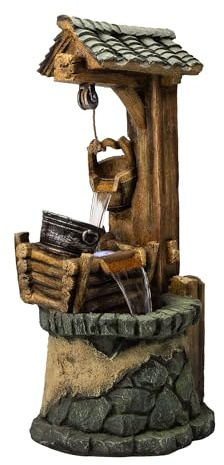 Alpine Corporation TZL128 Outdoor Floor Tiered Rustic Soothing Water Well Garden Waterfall Fountain for Garden, 50, Brown