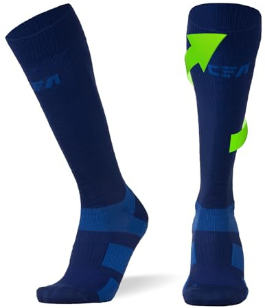 CFA V1 Calcetines Compresion Mujer y Hombre Graduada Antiampollas, Ideales Para El Deporte | Modelo Hasta La Rodilla | Soporte De Tobillo Y Arco | Diseño Danés | Fabricado En Portugal