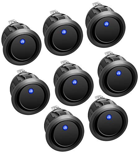 APIELE 8 Stücke Kippschalter, 2 Position EIN-Aus mit LED-Schalter DPST 3 Pins Wippschalter, 12V 20A Taste Rocker Kippschalter Für Auto, Boot, Haushaltsgeräte KCD2-102N (Blau)