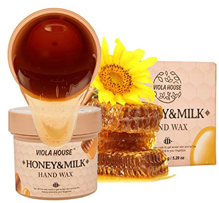 VIOLA HOUSE Handmaske, Hände Masken Feuchtigkeits, Hand Peeling Maske, Handpflege Brightening Hände, Skin Reparatur Renew Mask Für Cracked Hands, Trockene, Alternde Hände 150g(Honig & Milch)