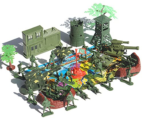 LICHENGTAI 37/120 pcs Figures Action Army Ensemble, Soldat Figurines Militaires en Plastique Soldat Jouet Armée Militaire Playset, Coffret Set de Jeu Militaire avec Soldats Tanks Avions Drapeaux