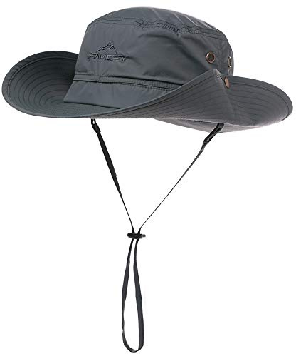 Comhats Mens Sun Hat Wide Brim UPF 50+ Waterproof Safari Hat Bush Boonie Hats for Walking Trekking Fishing Camping Hiking Sailing Folding Adjustable Breathable Grey XL/XXL