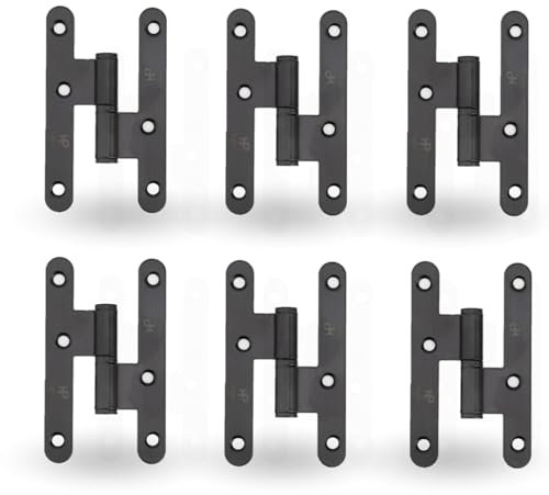 AZERODESIGN Pernio Bisagra Puertas de Madera Interior, Material Acero son Remates pack de 6 unidades medidas de 100 x 57mm con cantos redondos Acabado en Color Negro epoxi (IZQUIERDA)