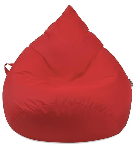 Droplet-Lounge Tropfenform Sitzsack mit Füllung | für Kinder Erwachsene | Indoor & Outdoor geeignet | Wasser-& Schmutzabweisend | Sitzkissen Bodenkissen Beanbag (XXL Durchmesser 80 cm, rot)