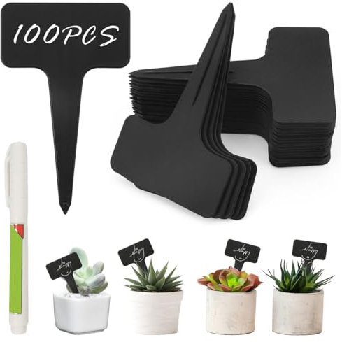 100 Pezzi Etichette per Piante In Plastica,10x6cm Etichette Da Giardinaggio Impermeabili,Marcatori per Piante,Targhette per Piante,Etichette Piante con Bianco Pennarello,Ortaggi,Fiori,Piante in Vaso