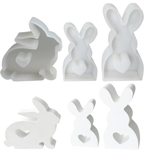 3 Stück Ostern Kaninchen Silikonformen Gießformen, Silikonform Ostern, Ostern Kaninchen Gießformen Silikon, Osterhase Beton zum Gießen, Silikon Gießform für DIY Handwerk, Ostern Dekoration