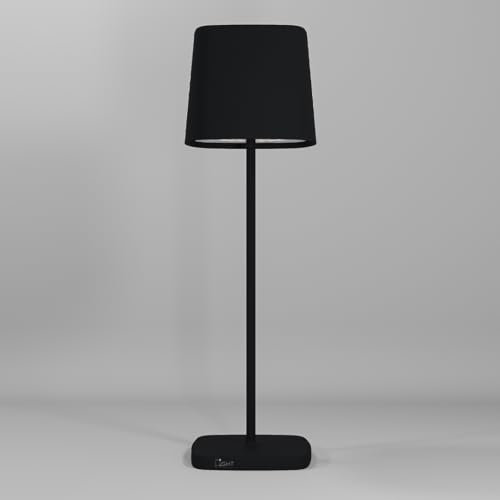TAP LIGHT Elo Tischlampe Schwarz Dimmbar I Aluminium Vintage Lampe mit modernem Design I 28cm Hoch Akku betrieben I Elegante Nachttischlampe egal für Wohnzimmer, Esszimmer& Schlafzimmer