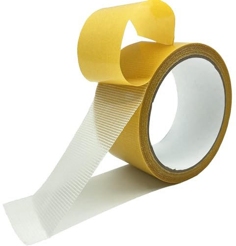 KAIHENG Double Sided Fabric Tape, Heavy Duty Strong Double Sided Carpet Tape, High Adhesion Clear Tape for Clothes, Dress, Arts, DIY Crafts, 1.9IN*9Y