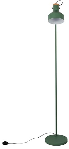 TEKLED® LED Floor Lamp | Minimalist Adjustable Rotatable Lampshade with Wooden Accent | Replaceable E27 Edison Screw Bulb Holder | for Home Living Room Bedroom Reading Corners Workspaces - Sea Green