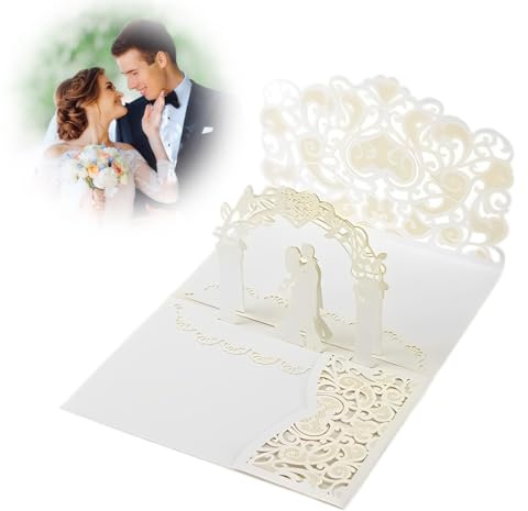 QOWIJEX 1 Pièce carte mariage félicitation,Carte de Voeux 3D Pop-Up avec Enveloppe, Carte Anniversaire Carte Cadeau de Félicitations pour Couple Amoureux, Marié Mariée, la Saint-Valentin