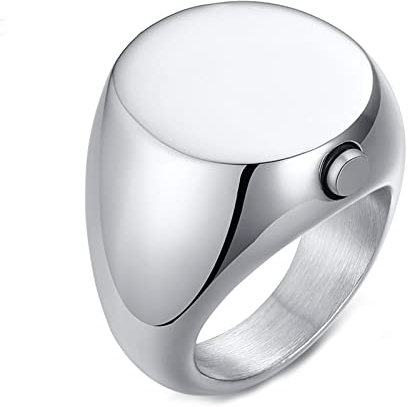 Grewod Bague Urne, Bague pour Homme en Acier Inoxydable Anneau Urne Poli Argent Bijoux Funéraire Crémation Taille 62
