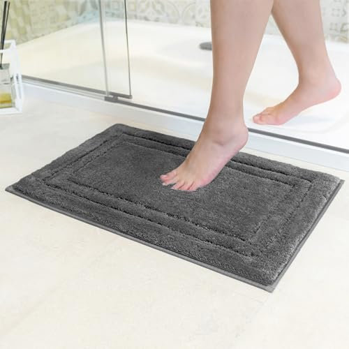 Decomira Tappeto Bagno Antiscivolo | Tappetino bagno super assorbente, lavabile in lavatrice | Per il bagno, la doccia, la vasca da bagno o come tappetino WC | Antracite - 40x60 cm