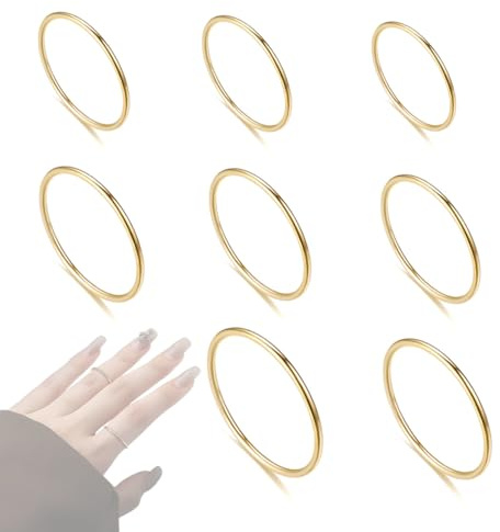 DWFEYOI Anillos Mujer Acero Inoxidable, 7 Piezas Juego De Anillos, Para Nudillos Anillo De Acero Inoxidable Anillos Simples Apilables Para Dedos Lisos Para Mujeres Anillos Lisos 4/5/6/7/8/9/10mm