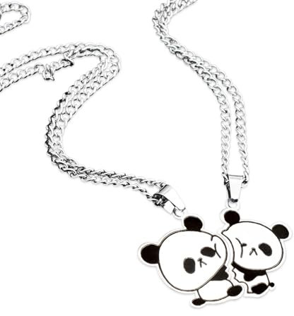 Panda Paare Halskette 2 Stück Panda Freundschaft Haslkette BFF Kette Freundschaftsketten Partner Schmuck Ketten für Beste Freunde Liebhaber und Couple Geschenke