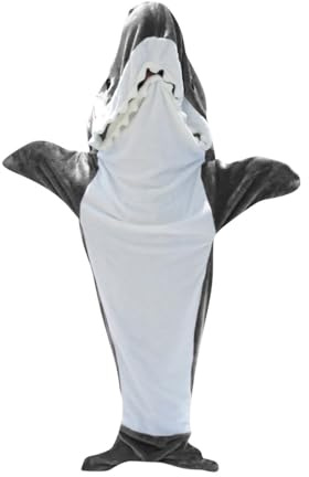Pinkrin Shark Blanket, Hai Decke Erwachsene zum Anziehen, Flanell Haidecke-Super Weich und Gemütlich, Süß Hai Kostüm