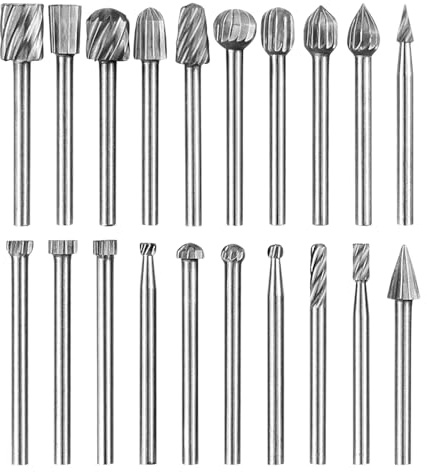 20 PCS Fräser Holz Set Kompatibel mit Dremel,Bohrer Set für Holzschnitzerei,Gravieren und Fräsen,1/8 (3mm) Schaft,Hochleistungs Frässtifte für DIY Holzbearbeitung