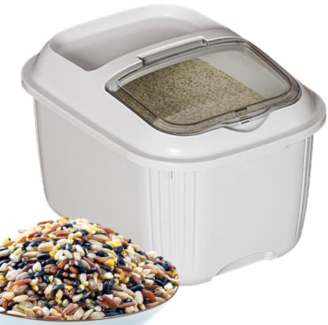Dispensador de cereales, recipiente dispensador de arroz marrón, recipiente de arroz con tapa transparente, grandes cajas de almacenamiento para harina de cereales, granos de arroz, cereales