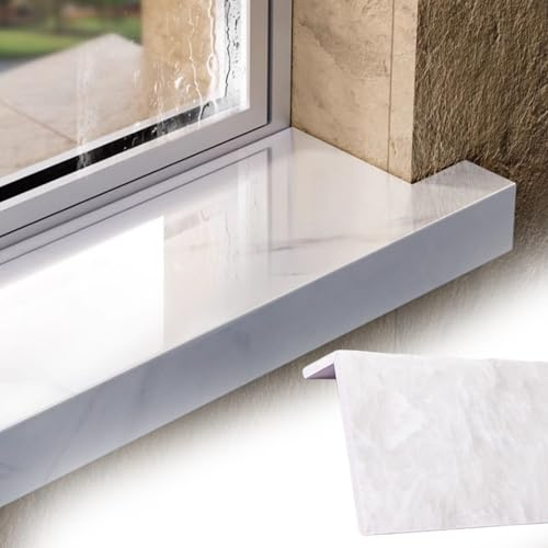 Protection de rebord de fenêtre - Texture marbre - Découpable pour baie vitrée et balcon - Planche de protection durable