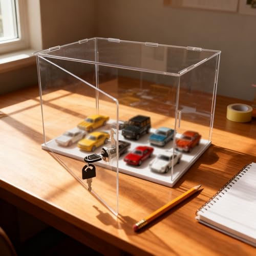 Acryl Vitrine Breiter, Abschließbarer Modellauto-Vitrinenkasten, 10 15 20 25 30 35 40 45 cm, Transparente Kunststoff-Vitrinenboxen, Wasserdichte Aufbewahrungsboxen Tür(30x20xH20cm/12x8x8in)