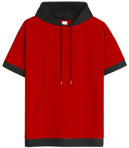 RUIZEHONG Sweat Homme Manche Courte Coton Pull Capuche Sports Hoodie T-Shirt Manches Courtes L'été Pull