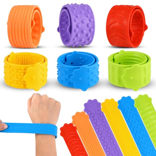 6 Piezas Sensoriales de Estrés de Textura, Pulsera Antiestres, Palos Sensoriales Antiestrés, Texturizadas de Silicona Juguetes Sensoriale Autismo, Pulseras Sensoriale Anti-Estrés, para Tdah, Autismo