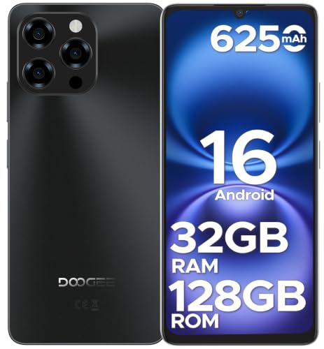 DOOGEESmart Note 58 Mobile Phones Android 16 Smartphone, 6.75 HD+ 90Hz Display, 6250mAh Android Phones, 32GB(8GB RAM)+128GB+2TB SIM Free Mobile Phone, Face ID, Widevine L1, 5G WiFi/Dual SIM/NFC/OTG