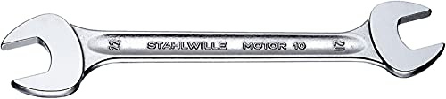 Stahlwille 40433234 Double Open Ended Spanners, Motor No. 10a, Size 1/2 x 9/16 inch, 15 deg Offset Angle, SAE, Industrial Grade, Chrome Plated, Non-Slip Finish, Made in Germany