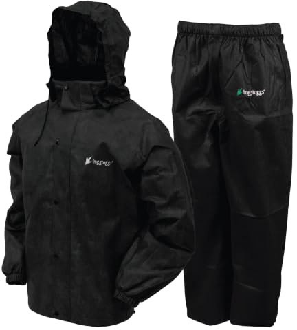 FROGG TOGGS Men's Standard Classic All-Sport 3-Layer Waterproof Breathable Rain Suit, Black/Black, XX-Large