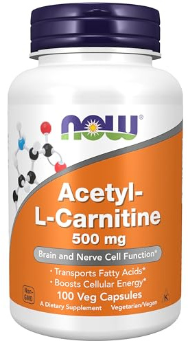 NOW Supplements, Acetyl-L Carnitine 500 mg, Amino Acid, Brain And Nerve Cell Function*, 100 Veg Capsules
