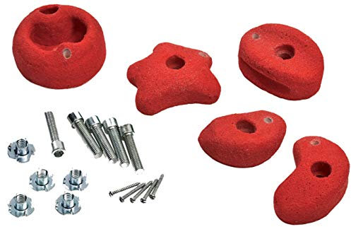 Gartenpirat 5 Stück Klettersteine Gross rot Klettergriffe mit Drehsicherung