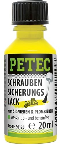 1x 20ml PETEC Schraubensicherungslack Gelb Pinselflasche Schrauben Plombenlack
