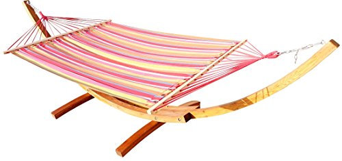 410cm XXL Hängemattengestell Alicia aus Holz Lärche mit bunter Stab Hängematte von AS-S