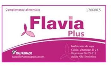 FLAVIA Plus 30 Comprimidos - Alivia los Síntomas de la Menopausia, con Isoflavonas de Soja y Calcio, Bienestar de los Huesos, Disminuye el Cansancio, Complemento Alimenticio con Estudios Clínicos