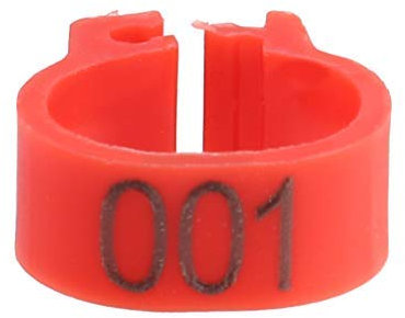 Tnfeeon 100PCS/Beutel 8MM Kunststoff-Taubenbänder Ringe, 001-100 nummerierte Kunststoff-Tauben-Vogelbeinbänder Ringe mit Nummer(rot)