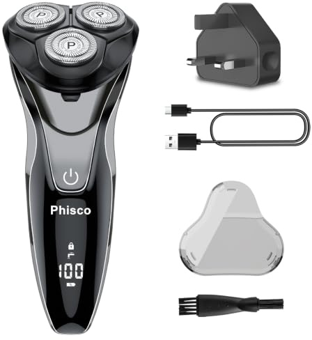 Phisco RMS8112-QuietPlus Men's Rechargeable Electric Razor - Cordless Wet & Dry Shaver with Precision Trimmer and Ultra-Quiet Operation