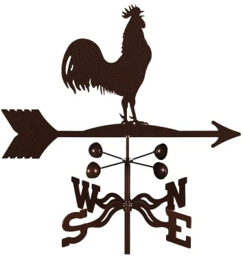 EZ Vane Steel Rooster Weathervane 21” Height, Includes Metal Roof Mount, Wind Cups & Brackets | Hand-Crafted and Family-Owned, Made in The USA with Triple Powder Coating, Limited
