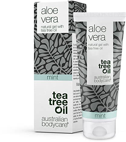 Gel d'Aloe Vera Menthe Australian Bodycare (100 ml) | Lotion Après-Soleil à l'Huile Naturelle d'Aloe Vera et d'Arbre à Thé | Hydratant pour Démangeaisons, Peau Irritée, Coups de Soleil et Egratignures