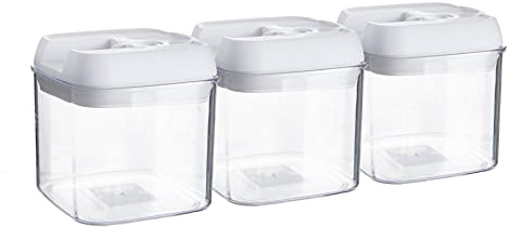 Argon Table Food Storage Containers with Airtight Flip Lock Lids - 500ml - White - 3 Pack - Plastic Kitchen Storage Tupperware Pantry Food Organiser for Cereal, Oats, Sugar, Coffee, Biscuits, Tea