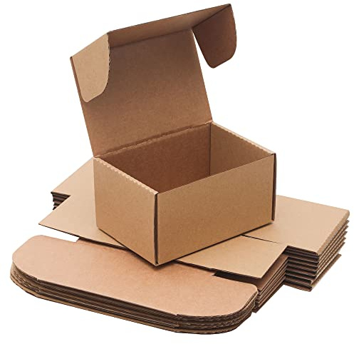 10 Pack Small Shipping Boxes 6x4x3'' Corrugated Small Cardboard Boxes for Shipping, Recyclable Packaging Boxes for Business, Mailer, Gift Packing, Crafts Packing, Jewelry Box, Brown