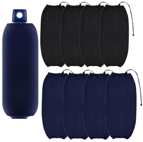 8 Pcs Boat Fender Covers 10.5 x 22 Inches Fleece Marine Bumper Covers Polyester Marine Fender Covers for Boats Fenders, Black and Navy Blue, Boat Fender is Not Included