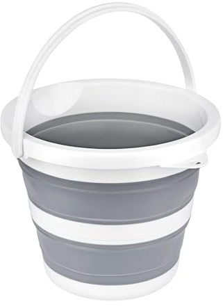 Craftend Collapsible Bucket 5L 1.3Gallon Small Cleaning Bucket Mop Buckets for Household Outdoor Car Washing Tub Plastic Foldable Portable Camping Beach Sand Water Pot Pail Space Saving Round