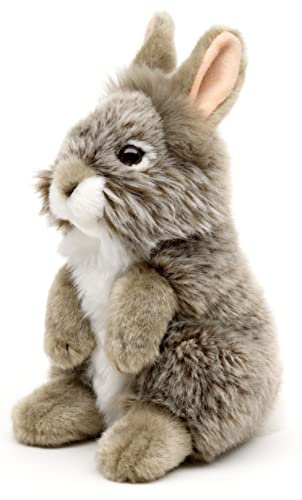 Uni-Toys - Angorakaninchen grau, stehend - 18 cm (Höhe) - Plüsch-Hase, Kaninchen - Plüschtier, Kuscheltier