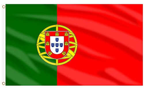 AhfuLife Grande Drapeau Portugal 90×150cm, 1Pcs Drapeau Portugais Double Face avec œillets en Laiton en Polyester pour Euro Football Match Coupe du Monde Sportive et Jardin Bar Intérieur Décoration