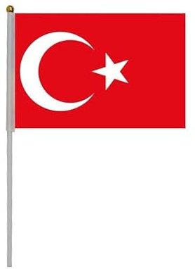 20 Piezas de Banderas de manivela de Turquía el día Nacional Festivo, Fiestas, desfiles,bandera de mano, Eventos Deportivos, decoración de Bares banderitas Turquía, banderines Turquía