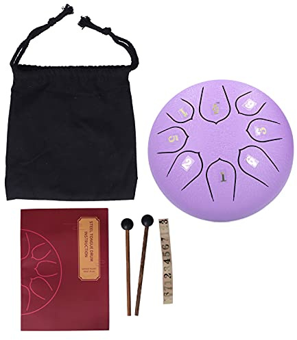 Handgjord 15 cm 8 toner tunga med träklubbor, eteriskt ljud för meditation och yogarum, lämplig för nybörjare (lila)