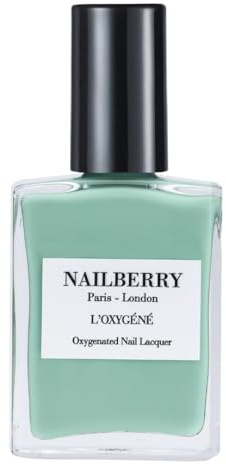 Nailberry L'Oxygéné Oxygenated Nail Lacquer | Wild Sage | Chalky Pastel Sage Opaque Nail Polish | UV Protected Long-Wear Nail Polish | 12-Free | Vegan | Certified Halal | Cruelty & Gluten Free | 15 ml
